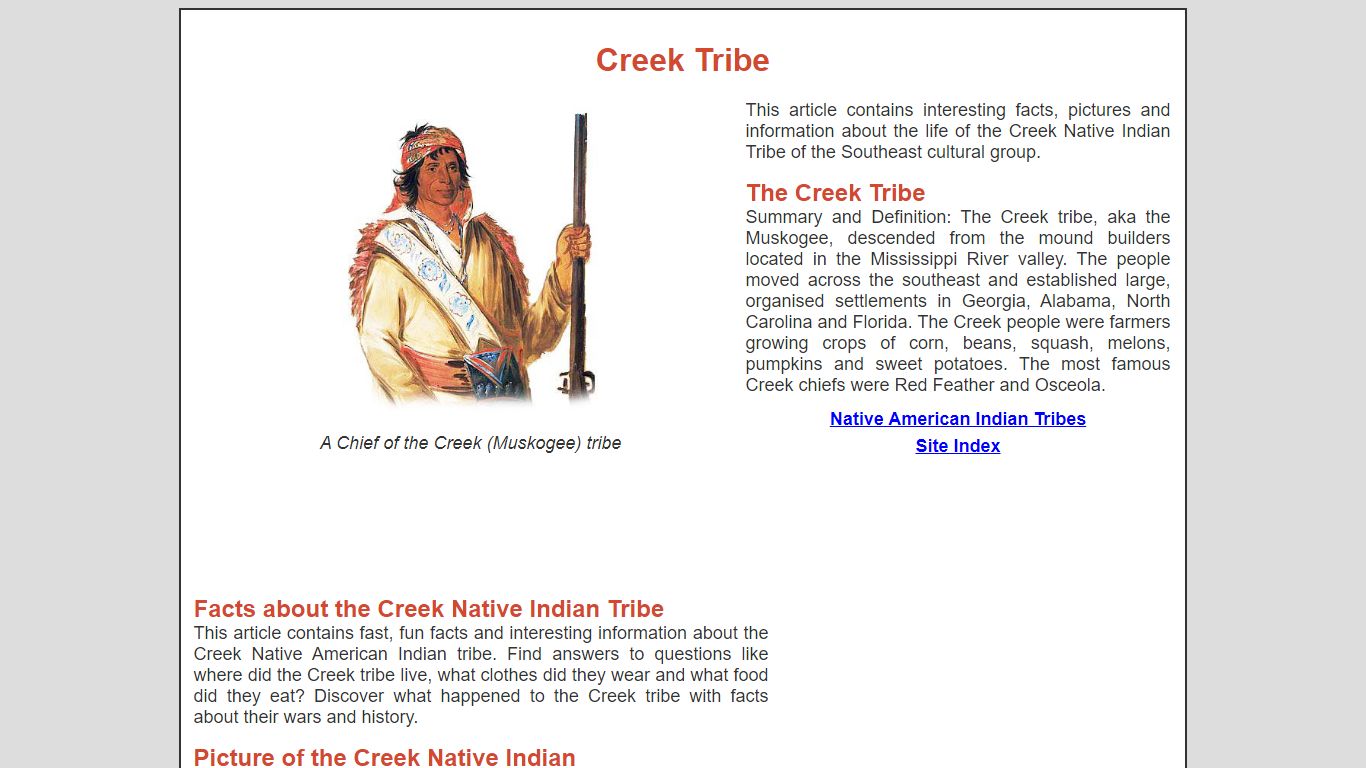 Creek Tribe: Facts, Clothes, Food and History