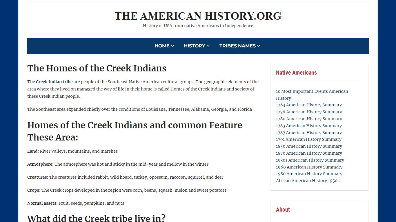 Homes of the Creek Indians What did the Creek tribe live in?